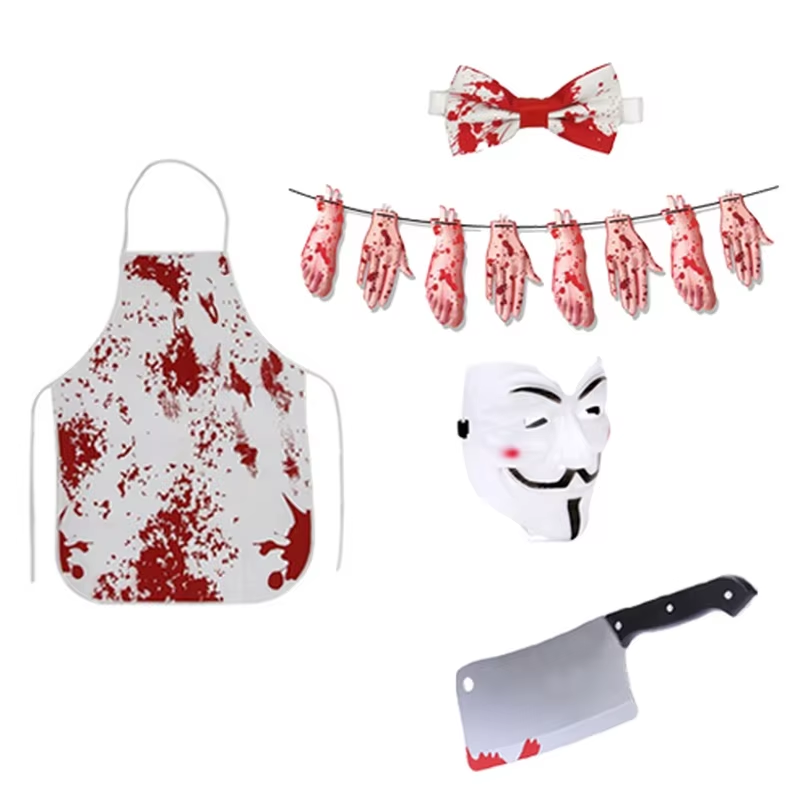 Kitchen Gadgets For Women - PESENAR ชุดจำลองรอยเปื้อนเลือด + อุปกรณ์ประกอบฉากตลกๆ ชุดเชฟสยองขวัญฮาโลวีน ผ้ากันเปื้อนเปื้อนเลือด