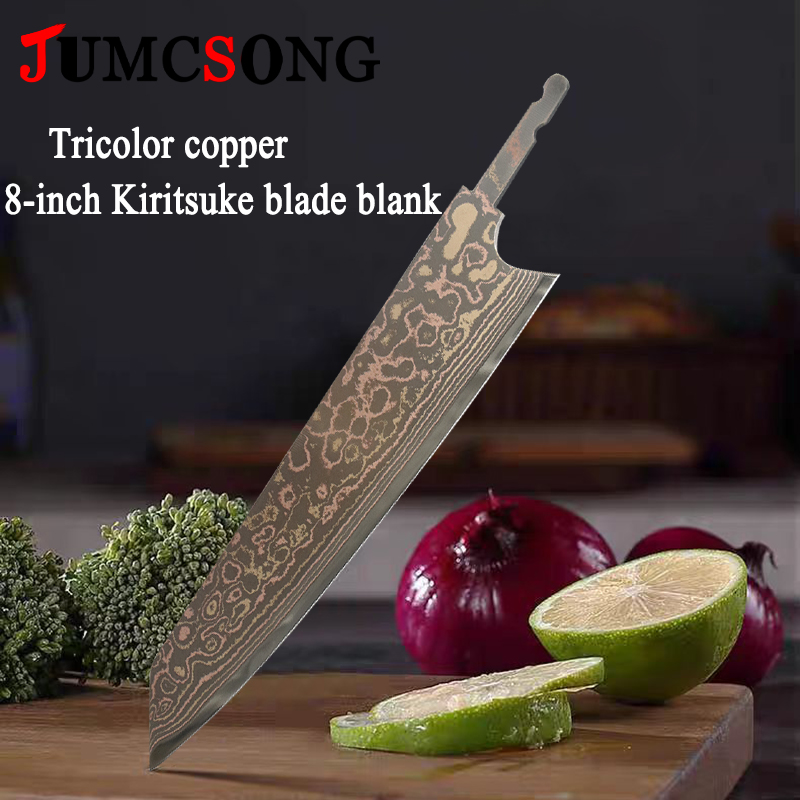 Kitchen Gadgets Website - ใบมีดคิริทสึเกะทองแดงสามสี JUMCSONG แกนเหล็ก VG10 สำหรับประกอบเอง อุปกรณ์เสริมสำหรับทำครัว