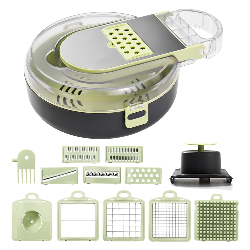 Kitchen Gadgets Save Time - เครื่องบดสับผักพร้อมภาชนะมัลติฟังก์ชั่น 13 in 1 เครื่องบดสับหัวหอมประหยัดเวลา Gadgets
