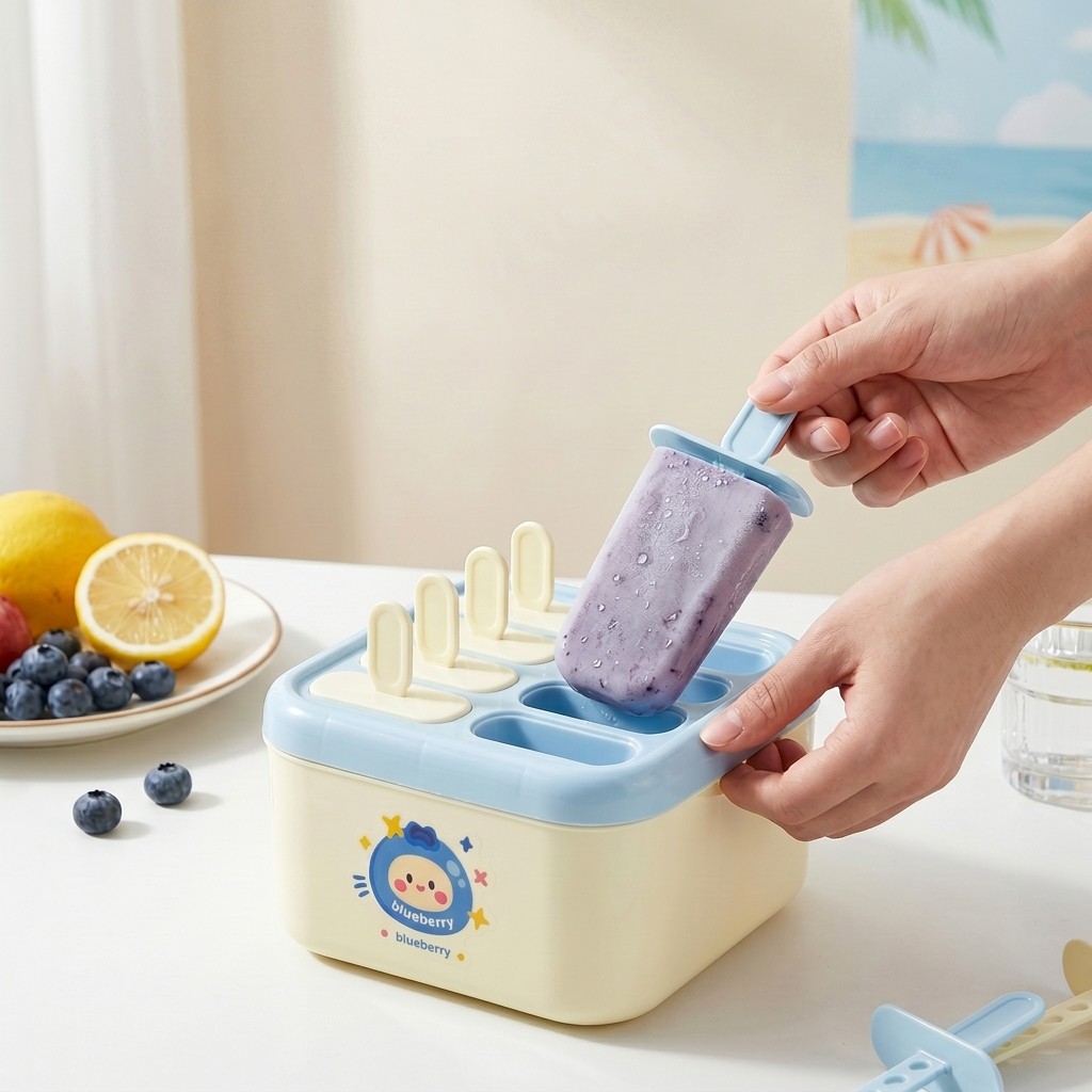 Kitchen Gadgets For Kids - แม่พิมพ์ไอศกรีมพลาสติกพร้อมฝาปิด ไม้ไอศกรีมแบบใช้ซ้ำได้ แม่พิมพ์ไอศกรีมสำหรับเด็ก ถอดออกง่าย เครื่องทำไอศกรีม แม่พิมพ์ไอติม