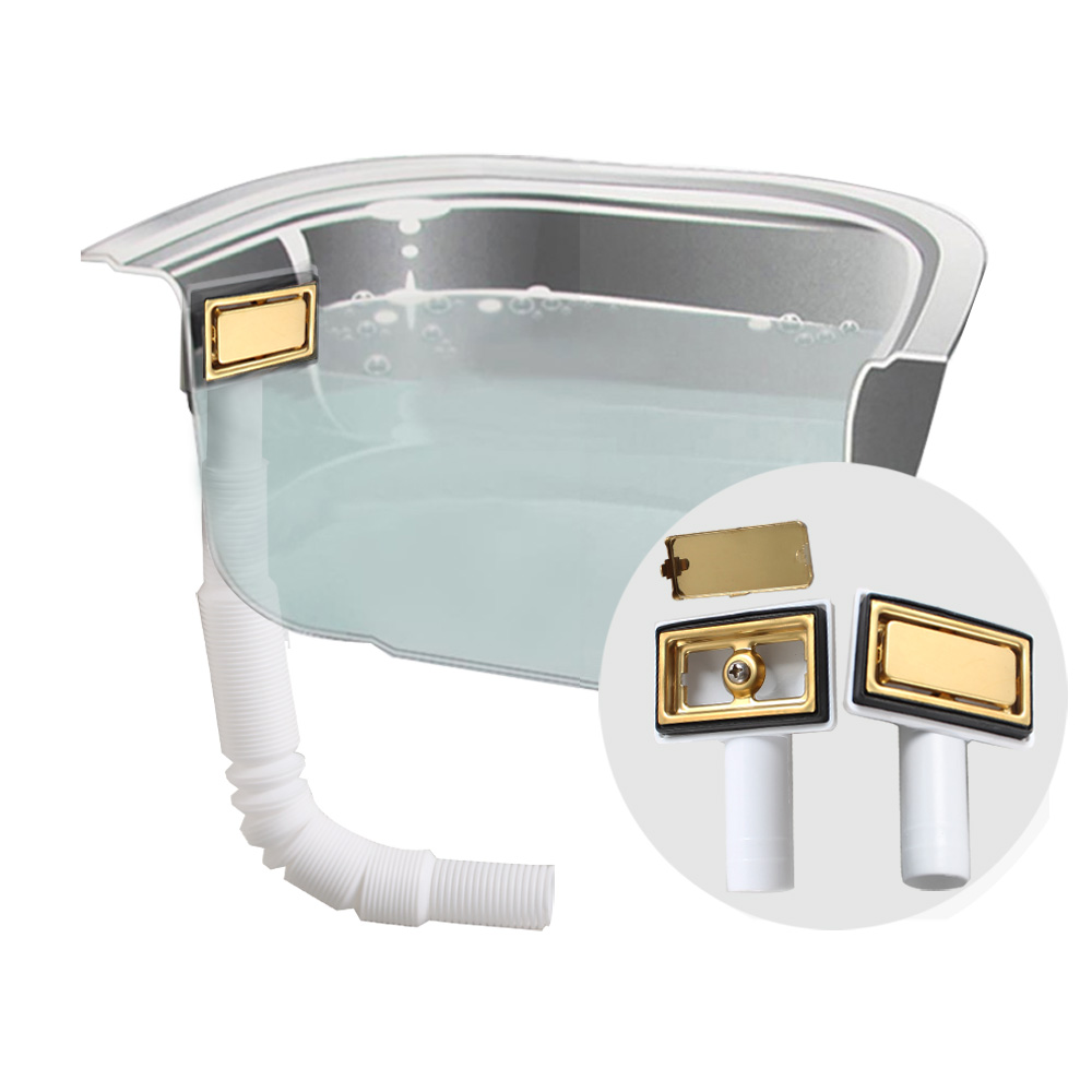 Kitchen Gadgets Gold - Talea อ่างล้างจานทรงสี่เหลี่ยมหัวล้นพร้อมท่อน้ำทิ้ง QY012C057อุปกรณ์เสริมสแตนเลสทอง