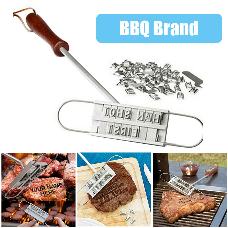 Kitchen Gadgets Names - การสร้างแบรนด์เหล็ก 55 ตัวอักษร DIY บาร์บีคิวย่างเนื้อสเต็กชื่อเครื่องหมายแสตมป์เครื่องมือ BBQ
