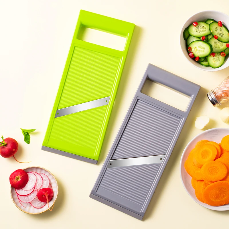 Mandoline Slicer - เครื่องตัดผักมัลติฟังก์ชั่นพร้อมใบมีดเหล็กเครื่องตัด Mandoline เครื่องปอกมันฝรั่งแครอทเครื่องขูดชีสอุปกรณ์ครัวเครื่องมือ