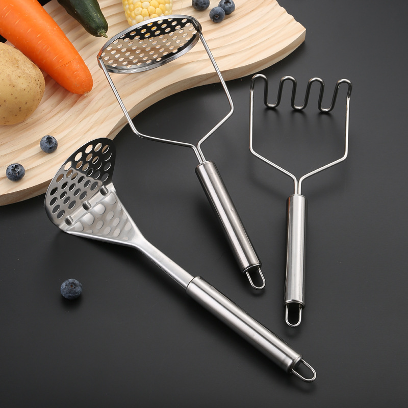 Kitchen Gadgets For Kids - เครื่องบดมันฝรั่งสแตนเลสแบบใช้มือ บดผลไม้ ผัก บดอาหารสำหรับเด็ก อุปกรณ์ครัวเสริม