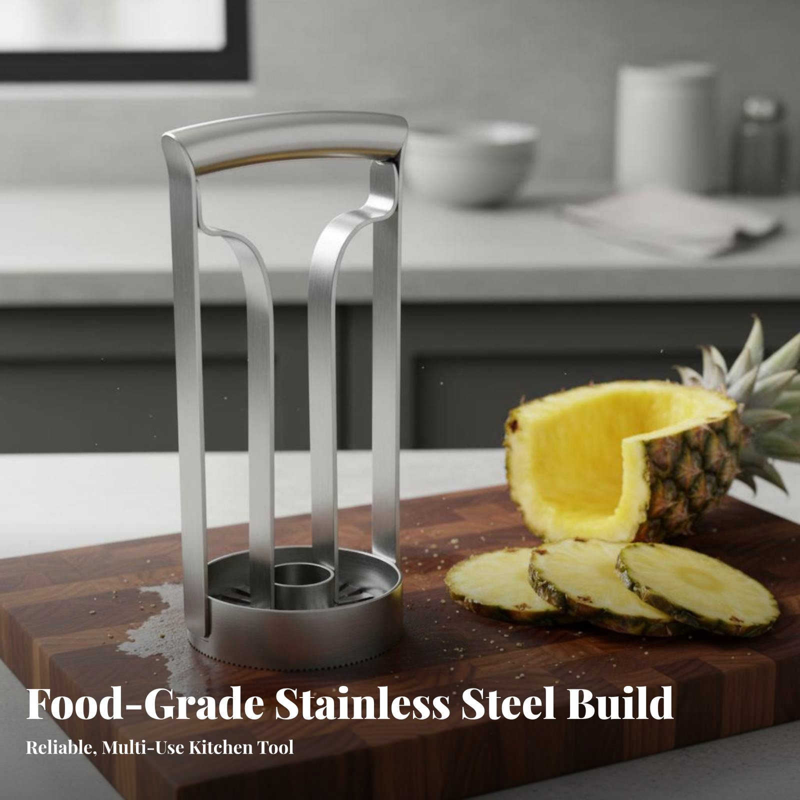 Kitchen Gadgets Save Time - เครื่องตัดสับปะรดสแตนเลส เกรดอาหาร ใช้งานง่าย ประหยัดเวลา เหมาะสำหรับร้านขายผลไม้