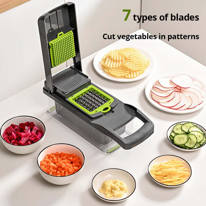 1ชิ้นสีเขียวสีดำ12 in 1เครื่อง - Mandoline Slicer บทวิจารณ์และราคา