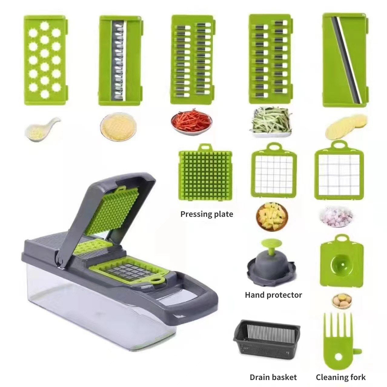1ชิ้นสีเขียวสีดำ12 in 1เครื่อง - Mandoline Slicer บทวิจารณ์และราคา