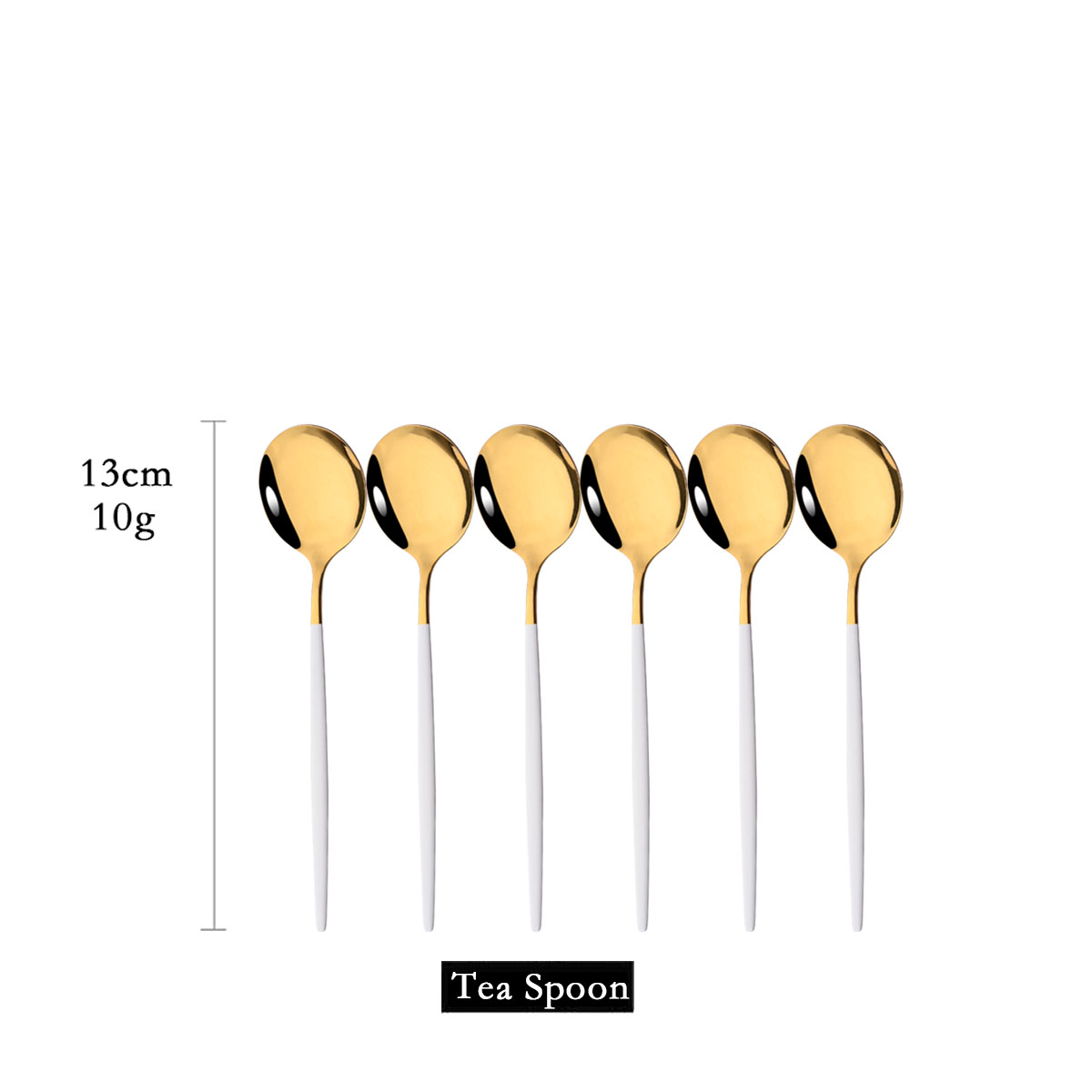 6 ชิ้นกระจกสีขาวทองช้อนชาขนมหว - Kitchen Gadgets Gold บทวิจารณ์และราคา